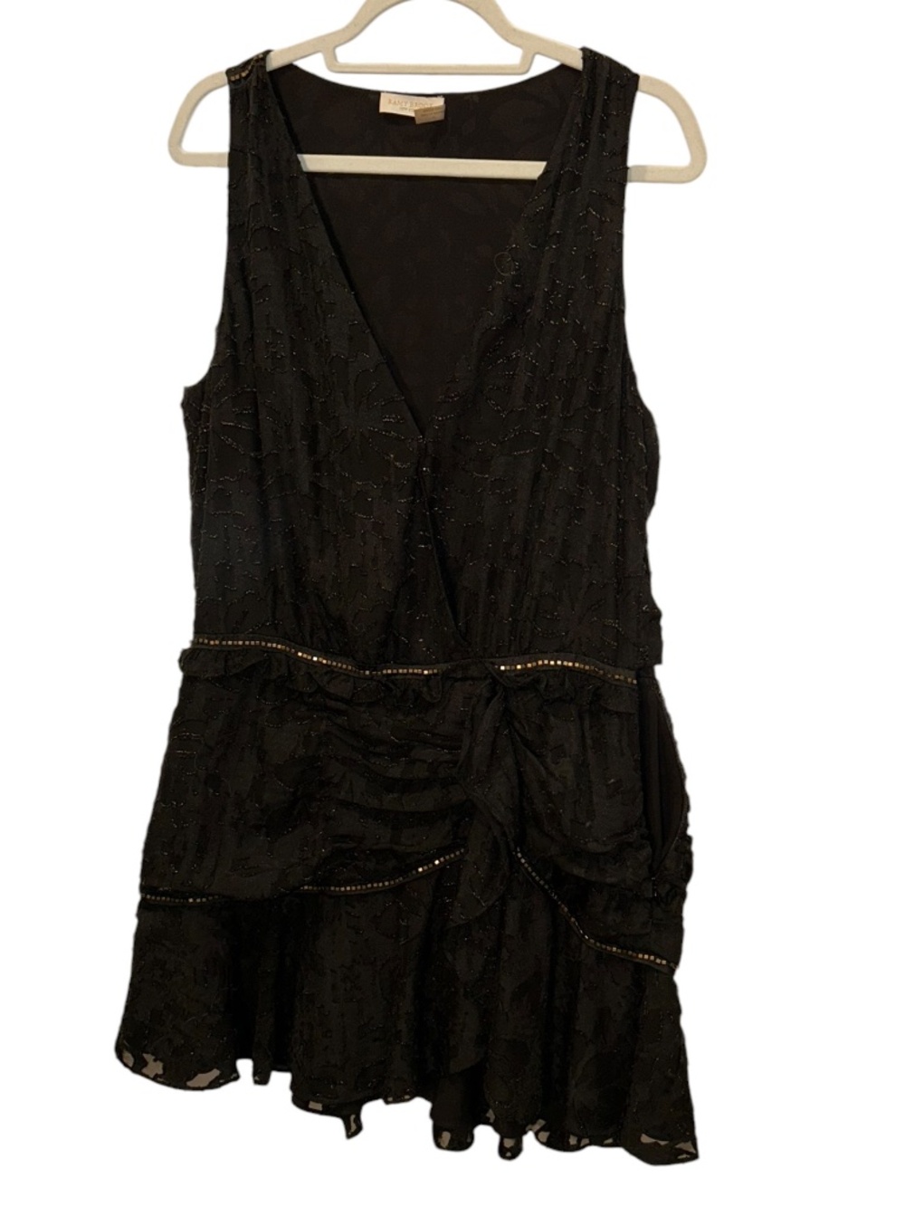 ramy brook black layers lace drop waist mini SJP cocktail dress 12